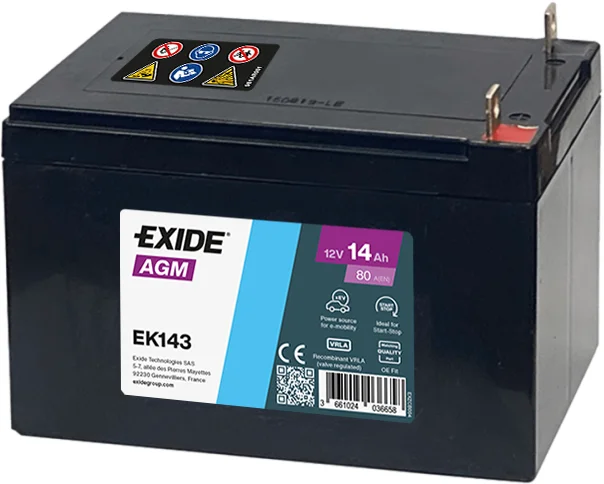 Exide Start-Stop AGM 12V 14Ah 80A EK143