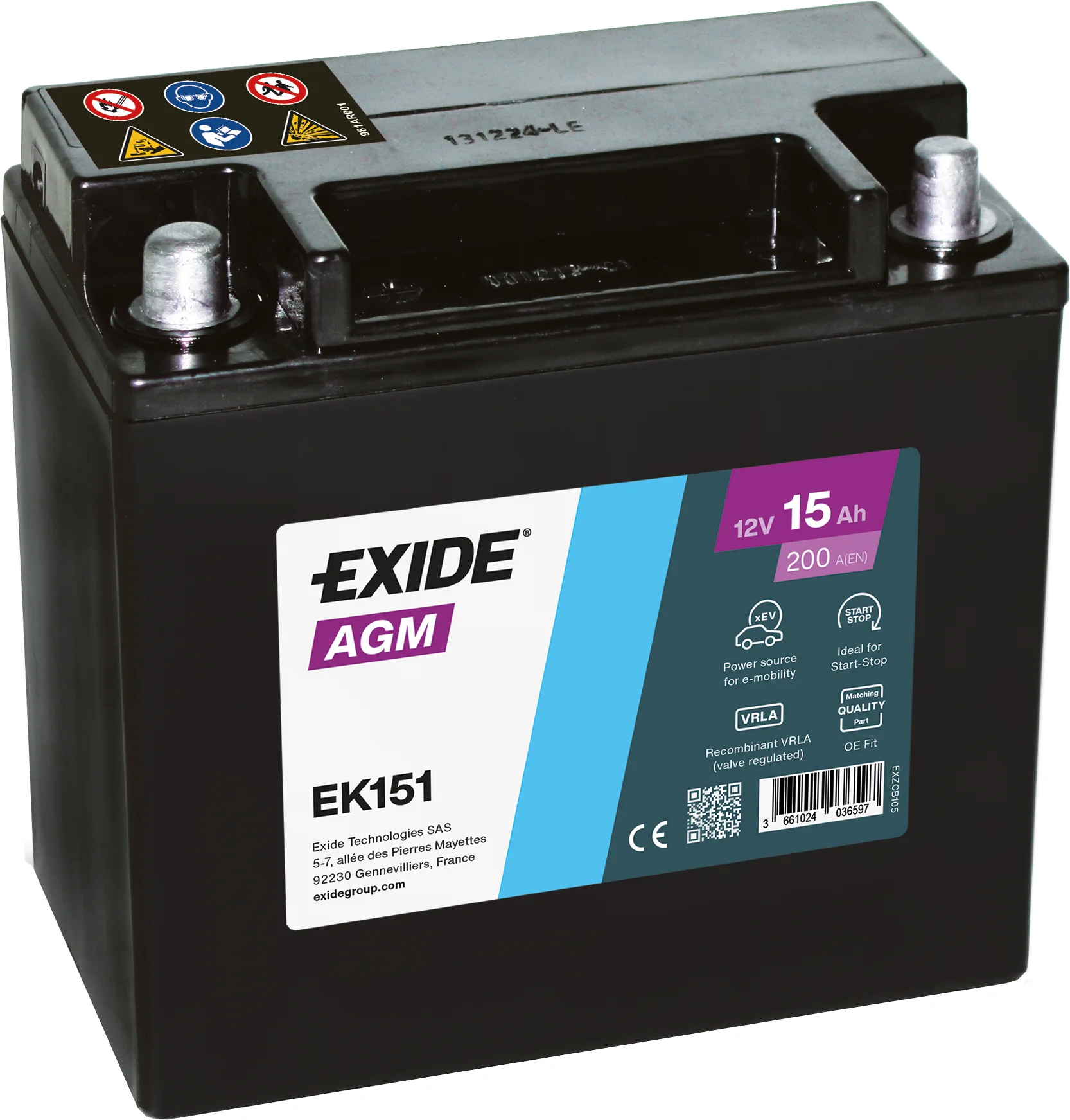 Exide Start-Stop AGM 12V 15Ah 200A EK151
